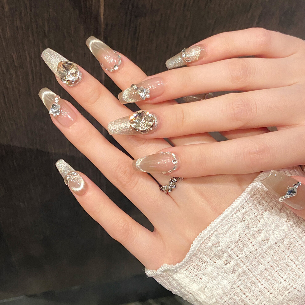 Phui-Pet-Supplies (Xs) Rhinestone Cat Eye False Nails - Easy Apply