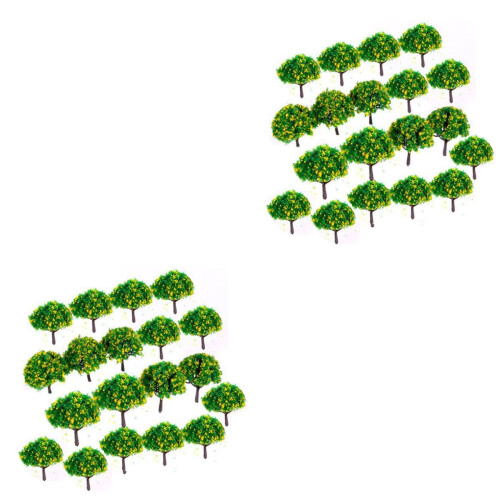 40Stk Landschaft Baum Modell Grün Gelb Mini Zugmodell Dekoration 2