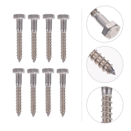 25Pcs Stainless Steel Outer Hex Lag Bolts Self-Tapping M6X40 2