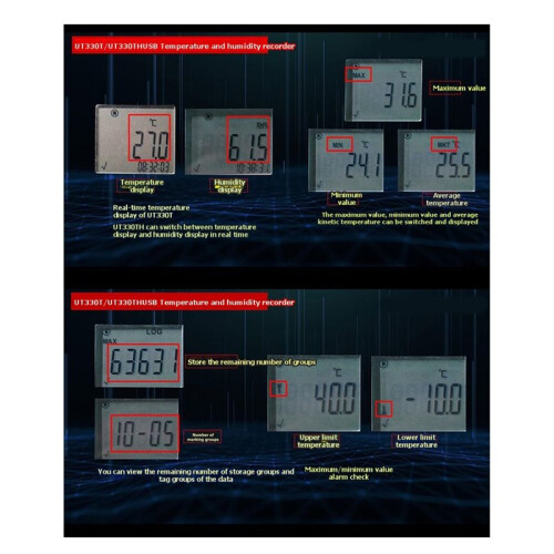 -T Humidity Temperature Data Logger Digital Thermometer Hygrometer USB Recorder High Precision for Food UT330TH 2