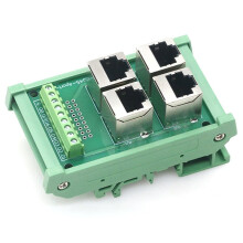 4 Way 4 Port RJ45 8p8c Female Socket to Terminal Block Adapter Pcb Board Network RJ45 Ethernet Connector DIN Rail Mount