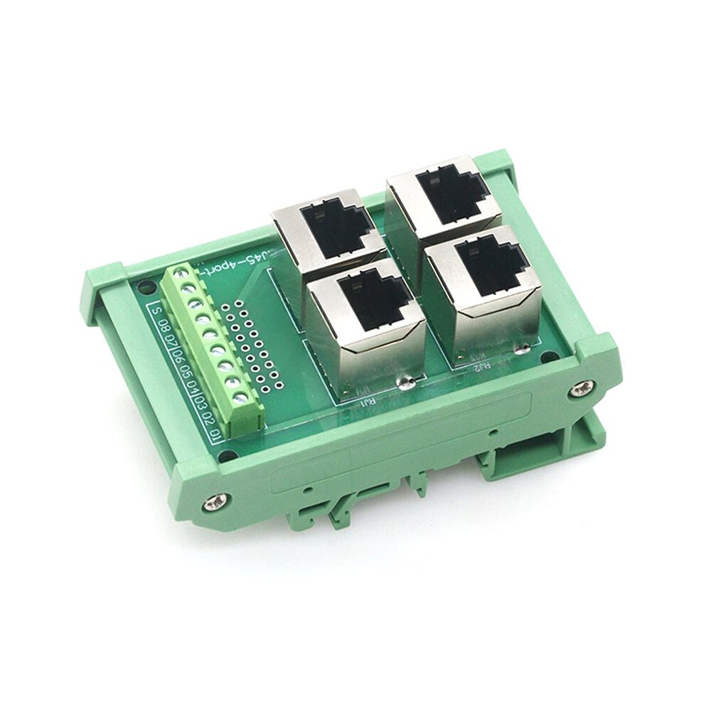 4 Way 4 Port Rj45 8P8c Female Socket To Terminal Block Adapter Pcb Board Network Rj45 Ethernet Connector Din Rail Mount 6033286415446