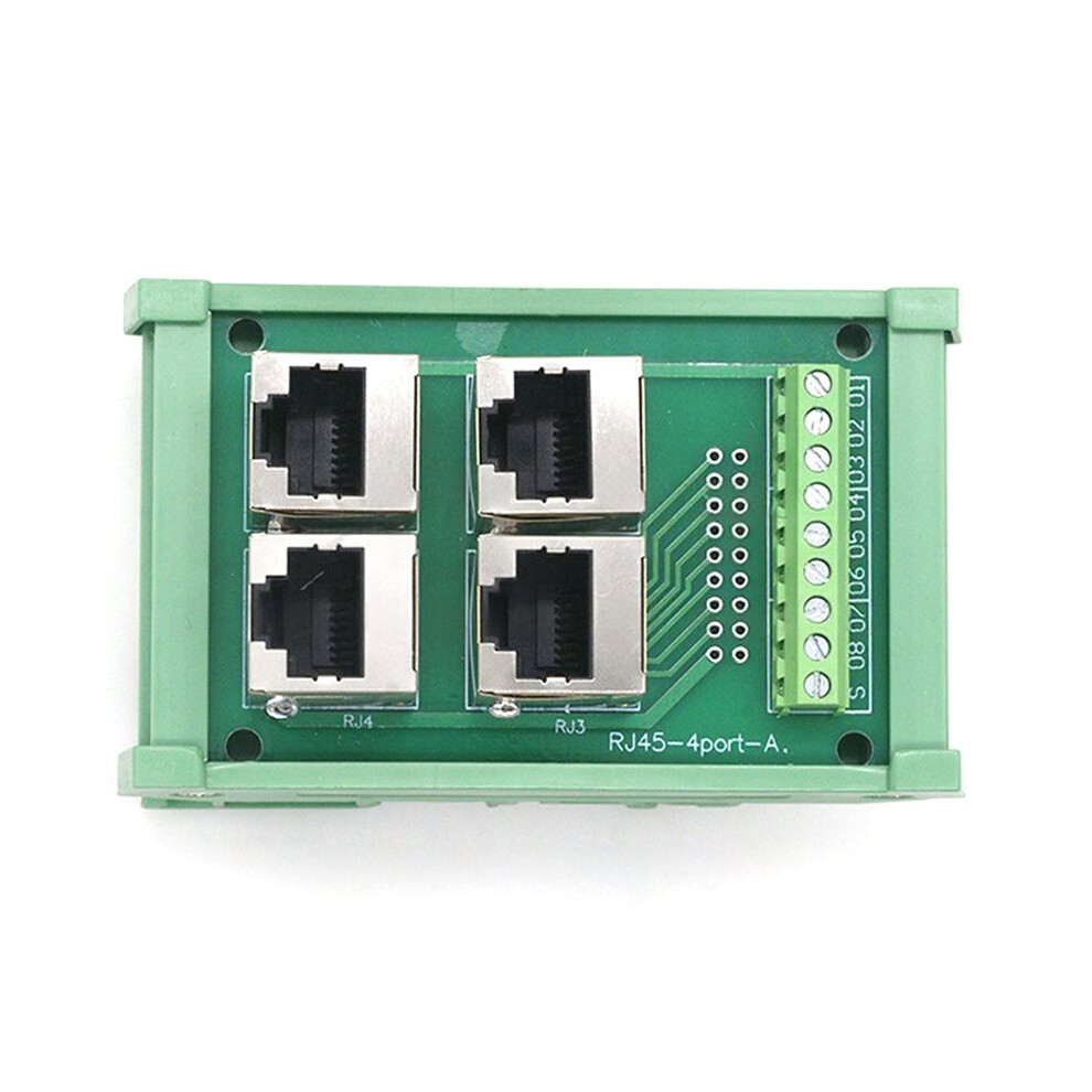 4 Way 4 Port Rj45 8P8c Female Socket To Terminal Block Adapter Pcb Board Network Rj45 Ethernet Connector Din Rail Mount 6032865219628