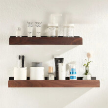 Black Walnut Wood Bathroom Storage Rack Wall Mounted Light Luxury Living Room Non Perforated Bathroom Storage Rack,20cm