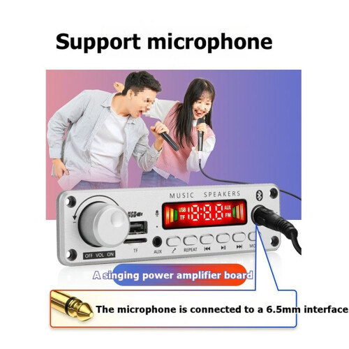 2x100W 12V Amplifier Audio Player  5.0 MP3 Decoder Board MP3 Player Car FM Radio Module USB Mic Record Call 2