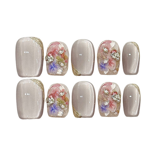 (1102) Flash Cat Eye Glossy Fake Nails, Long Lasting 1