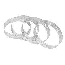 16Pcs Circular Porous Tart Ring Bottom Tower Pie Cake Mould Baking Tools Heat-Resistant Perforated Cake Mousse Ring,10cm