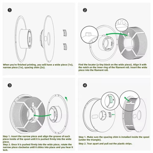 2PCS for  3D Printer High Temperature Material Rack Reusable Spool for ABS ASA PA6-GF ABS-GF Filament 2