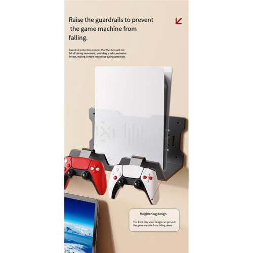 For PS5/PS5 Slim Wall Mount Kit with Dual Controller Charging Station Controller Headset Holder for  5 Parts 2