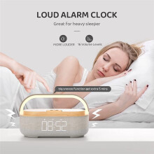 2X Radio-Réveil Numérique avec Haut-Parleur , Chargeur Sans Fil 15 W, Double Haut-Parleur Sans Fil, Alarme Sonore Réglable