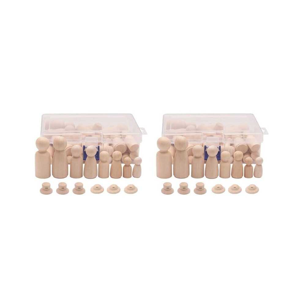 Wooden Peg Dolls, 112Pcs Unfinished Decorative Diy Angel Tiny Doll Bodies Painted Natural Wooden People With Hats 4711677939413