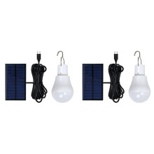 2X Portable LED Solar Light 15W Bulb LED Lamp USB Rechargeable Solar Powered Outdoor/Indoor Travel Camping Garden Light