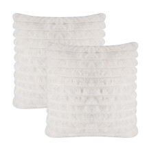 Faux Fur Plush White Throw Pillow Covers Fuzzy Striped Pillowcase Cushion Covers 18 X 18 Inch Decor Sofa Couch Bedroom B