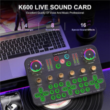 K600 Gaming-Audiomixer, Streaming-Audiomixer mit XLR-Mikrofonanschluss, Live-Soundkarte