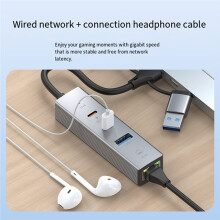 For Type-C/IOS 100Mbps Ethernet Adapter Mobile Phone/Tablet to USB RJ45 Docking Station PD60W USB3.0