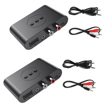 2X Odbiornik Audio 5.2 RCA 3.5mm AUX Jack Muzyka Stereo Bezprzewodowy Adapter z Mikrofonem do Zestawu Samochodowego Wzmacniacz GłOśNika