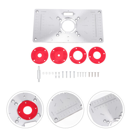 1Set Router Table Insert Plate Red Aluminum Alloy for Home Carpentry 1