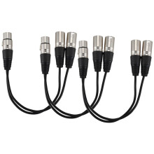 3X New 3Pin XLR FEMALE Jack to Dual 2 MALE Plug Y SPLITTER Cable Adaptor 1 Ft Cord