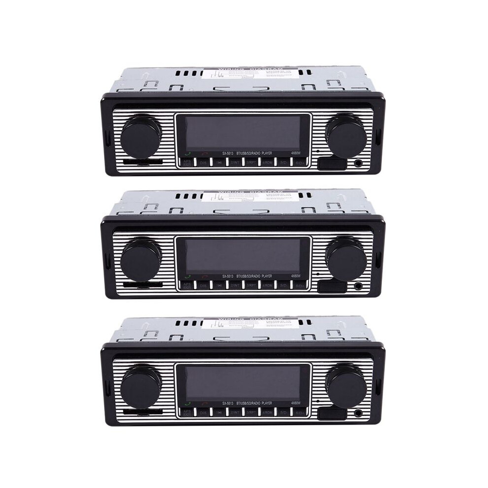 3X Vintage Car Radio Mp3 Player Stereo Usb Aux Classic Car Stereo Audio 4711138614842