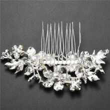 2X Hochzeit Braut Haar Kaemme Vintage Nachahmung Kristall Haarnadeln Prom Schmuck Gold Silber Blumenmuster Haarschmuck Zubehoer Pins Frauen Silber
