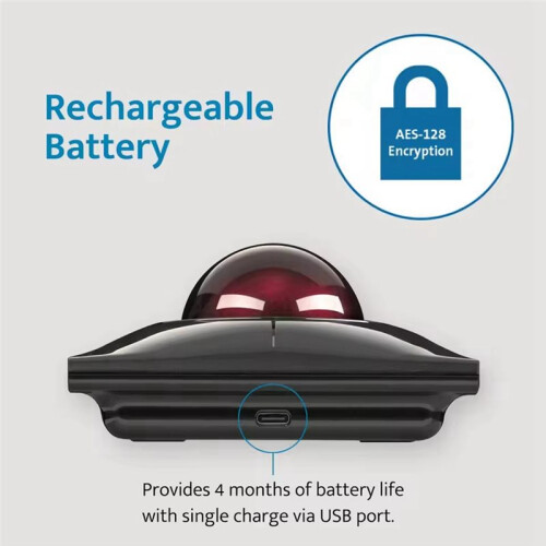 Wireless Trackball Mouse, Rechargeable Portable Comfortable Office Mouse Compatible with Multiple Platforms 1