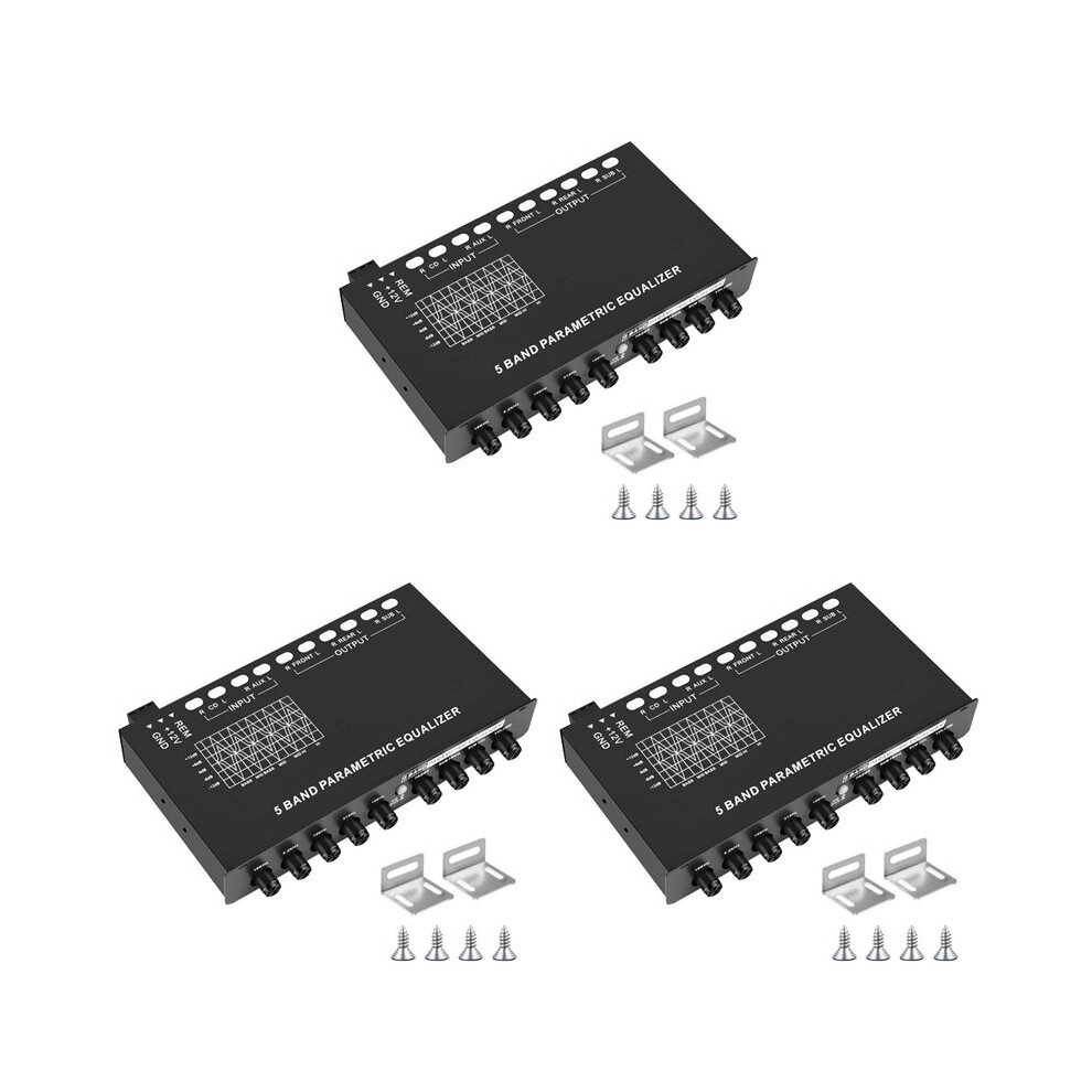 3X 5-Band Car Audio Equalizer, Adjustable 5 Bands Eq Car Amplifier Graphic Equalizer With Cd/Aux Input Select 6033997759679