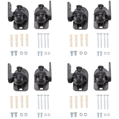 Universal Rotatable Speaker Wall Mount Stand Bracket 4 Pair Black