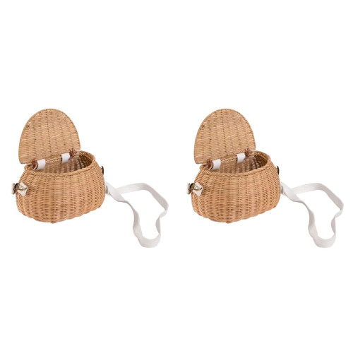 2Pièces Panier Avant Scooter Enfant Rotin Jaune Stable 1