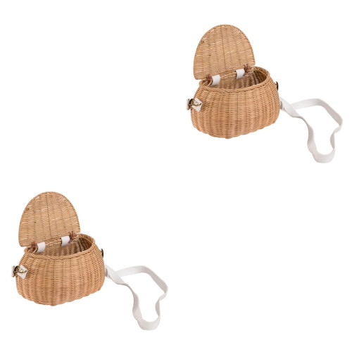 2Pièces Panier Avant Scooter Enfant Rotin Jaune Stable 2