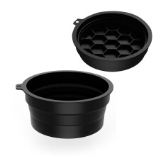 Face Bowl for Ice with Built-in Ice Tray,Collapsible Silicone Facial Ice Bath Bowl for Cold Plunge Therapy Black