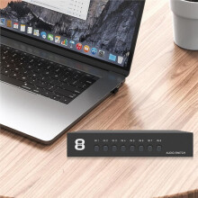 Audio Switcher, Audio 8 in 1 Out, 3.5 mm Aux + RCA L/R, Bidirectional Audio Switcher,for Headphones,Speaker