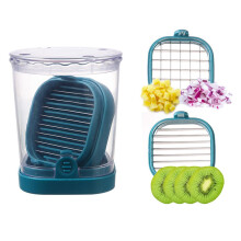 (E) Fruit Slicer Cup with Push Plate, Strawberry Banana Cutter for Salad, Rapid Egg Slicer, Dishwasher Kitchen Prep Tool