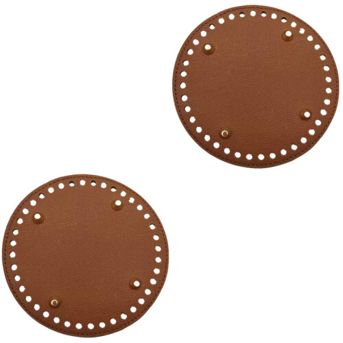 2Pcs 14Cm Round Bottom Pu Leather Knitting Accessories For Sewing Bag 2