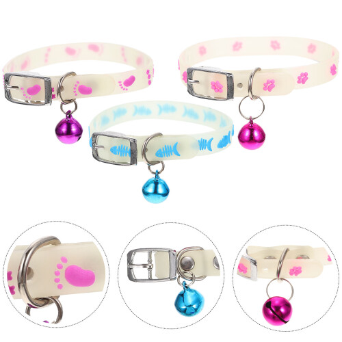 3Pièces Collier Chien Silicone Fluorescent Anti-Perte Coloré 1