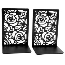 Serre-Livres en Métal Rose - Supports de Livres Élégants en Fer pour le Bureau et la Maison, Design Ajouré Artistique en Forme de C