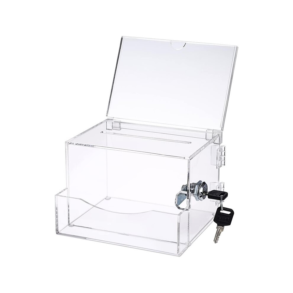 Saudism Acrylic Suggestion Box With Lock, Donation And Tip Box With Sign Holder, Ideal For Voting And Collecting Mail