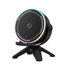 Wireless Speaker with Cellphone Stand Phone Holder Speaker Amplifier Desktop Ornament with RGB Light & 180 Rotation