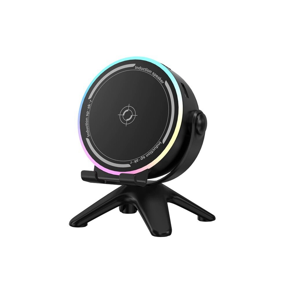 Wireless Speaker With Cellphone Stand Phone Holder Speaker Amplifier Desktop Ornament With Rgb & 180 Rotation Light 4711963935037
