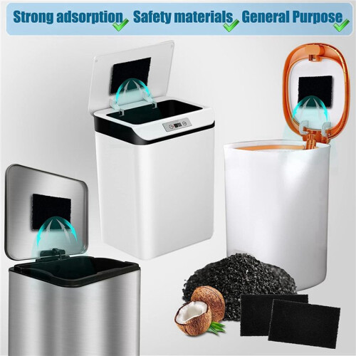 24Pack Trash Can Absorbing Filters, Activated Charcoal Purifying Deodorizer for Trash Cans, Compost Buckets-Rectangle 2