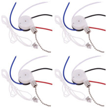 4X Ceiling Fan Kit 3 Speed 4 Wire, Zipper Speed Control , ZE-208S Pull Wire with Rope Silver