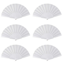 6X Plastic Fabric Hand Foldable Fan for Ladies Men White