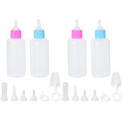 4 Sets Cat Nursing Bottle Kit For Pet Feeding (Pink Blue) 1