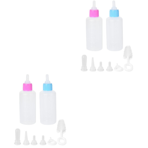 4 Sets Cat Nursing Bottle Kit For Pet Feeding (Pink Blue) 2
