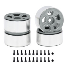 4 Stuks 1.0 Inch Metalen Velgen voor 1/24 1/18 RC Crawler Auto Axiaal SCX24 AX24 FCX24 Enduro24 TRX4M, Brede 5-Spaken Grijs