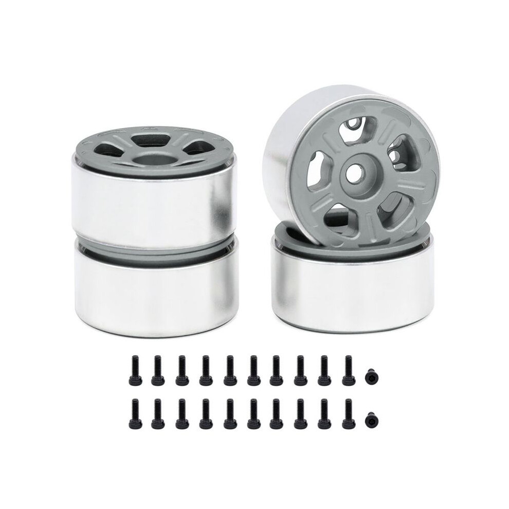 Tauoh 4Pcs 1.0In Metal Wheel Rims For 1/24 1/18 Rc Crawler Car Axial Scx24 Ax24 Fcx24 Enduro24 Trx4m,Wide 5-Spokes Grey