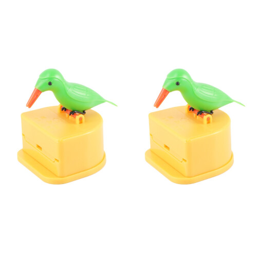2 Pieces Toothpick Holder Office Travel Case Automatic Dispenser Bird 1