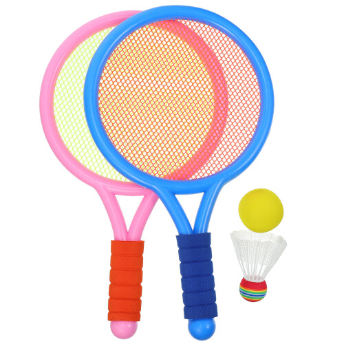 1Set Kids Badminton Racket Set Durable Plastic with Anti-Skid Handle 1