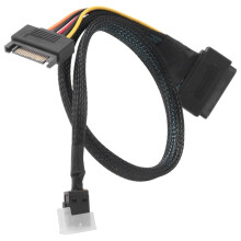 Built-in 12G SAS HD to U.2 / SFF-8643 to SFF-8639 Cable 0.5M with 15-Pin Power Supply, Suitable for U.2 SSD