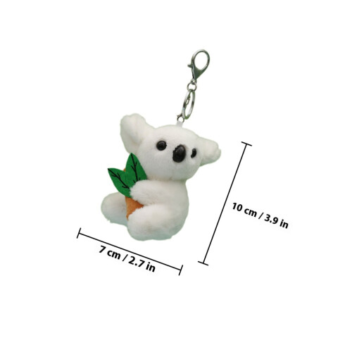 White Plush Koala Keychain Soft Bag Pendant Cute Fluffy Key Decor 1