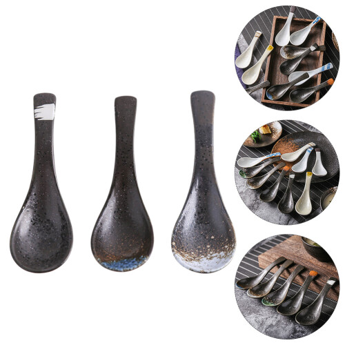 3pcs japanese ceramic soup and rice spoons for home tableware 1